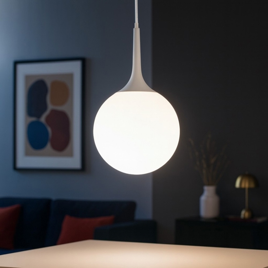 Affralux lampada a sospensione moderna potiri sfera vetro bianco