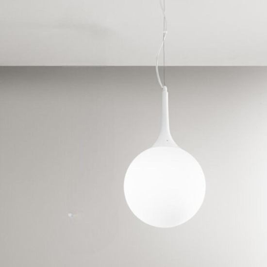 Affralux lampada a sospensione moderna potiri sfera vetro bianco