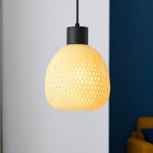 Lampadario a sospensione per cucina 18 cm in rattan cavi regolabili