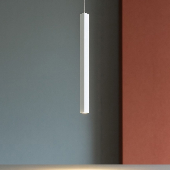 Lampada a sospensione da comodino squadrata bianca led 3w 3000k
