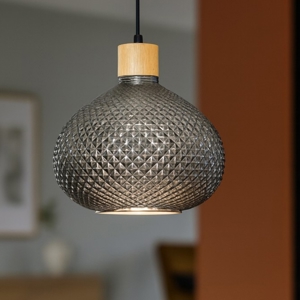 Ideal lux  bergen-3 sp1 lampada a sospensione boccia vetro grigio fumo