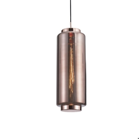 Lampada a sospensione design moderno cilindro vetro rame