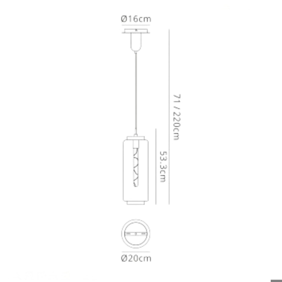 Lampada a sospensione design moderno cilindro vetro rame