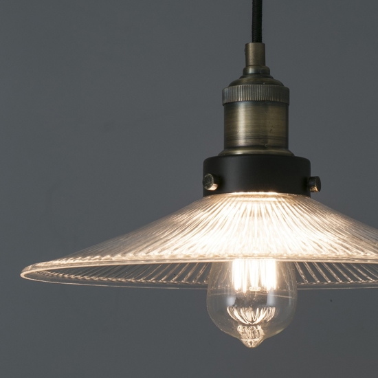Lampada a sospensione per isola industriale in vetro metallo oro e nero