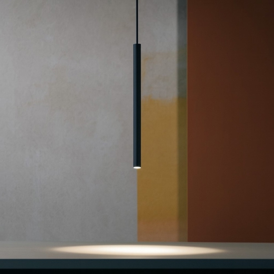 Lampada a sospensione cilindro sottile nero