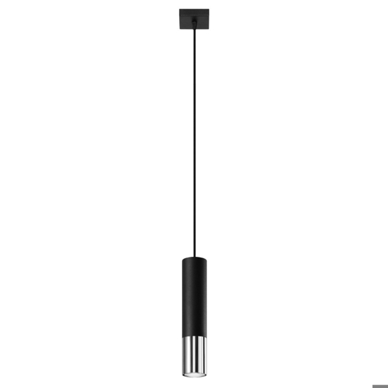 Lampada  a sospensione per isola cilindro nero cromo Lampada  a sospensione per isola cilindro nero cromo