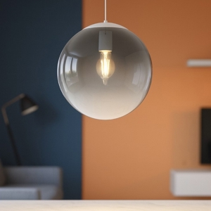 Toplight lampada a sospensione boccia sfera di vetro fume trasparente 25cm