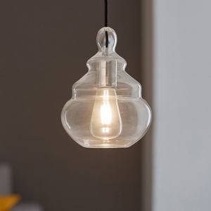 Lampada a sospensione per isola adone miloox design vetro trasparente
