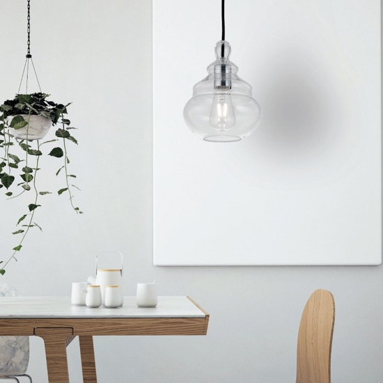 Lampada a sospensione per isola adone miloox design vetro trasparente
