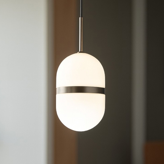 Lampada a sospensione bronzo vetro bianco per soggiorno miloox domu