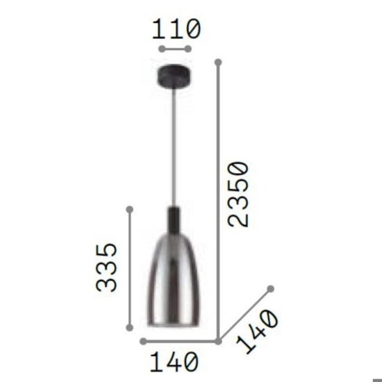 Coco-2 sp ideal lux lampada a sospensione per cucina vetro fume' led 3000k