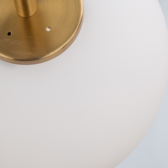 Lampada a sospensione oro ottone vetro bianco