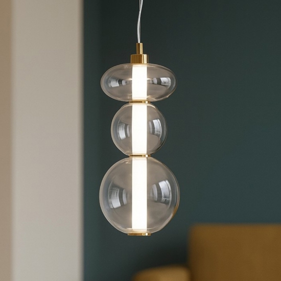 Perenz bubbles oro lampada a sospensione in vetro led 24w 3000k Perenz bubbles oro lampada a sospensione in vetro led 24w 3000k