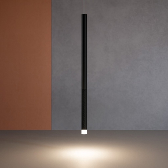 Lampada a sospensione nera cilindro led 3000k linea light puccini