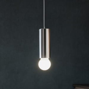 Lampada a sospensione birba linea light e27 cilindro cromo