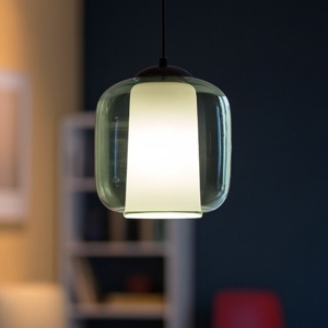 So bonnie 2 lampada a sospensione vetro verde moderna base nero