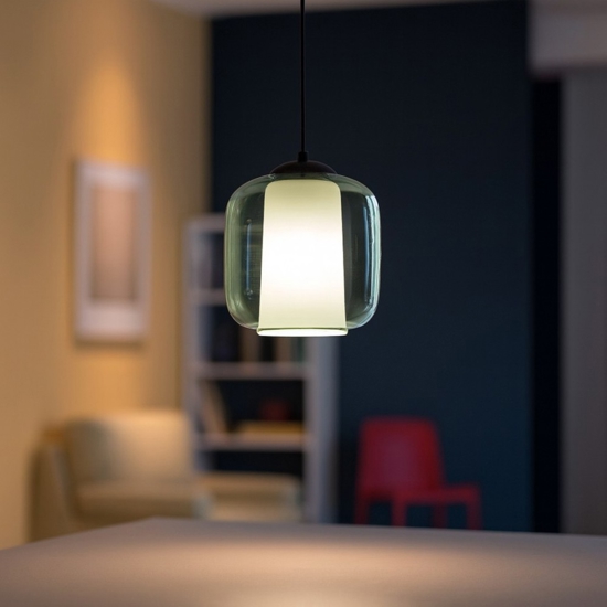 So bonnie 2 lampada a sospensione vetro verde moderna base nero