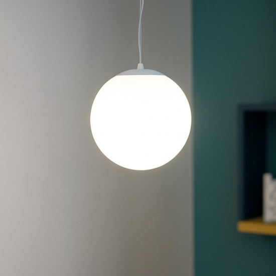 Affralux potiri lampada a sospensione sfera vetro bianco