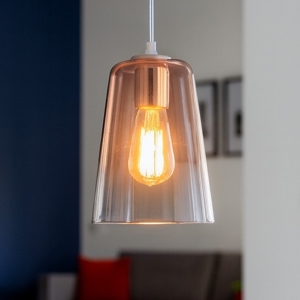 Lampada a sospensione cono vetro rame trasparente shade toplight