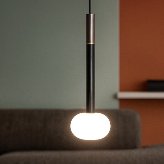 Lampada mose a sospensione cilindro bronzo design moderno sforzin miloox Lampada mose a sospensione cilindro bronzo design moderno sforzin miloox