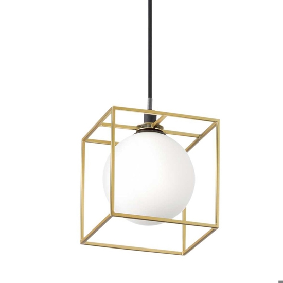 Lingotto sp1 ideal lux lampada a sospensione cubo ottone