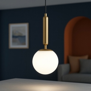 Lampada a sospensione oro sfera bianca per camera da letto