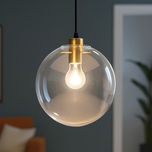 Lampada a sospensione sfera vetro trasparente 30cm