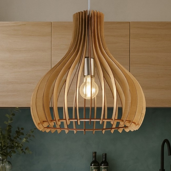 Eglo tindori lampadario da cucina per penisola moderna legno acero