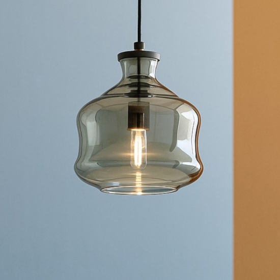 Lampada a sospensione so pin a ondaluce vetro fume grigio trasparente