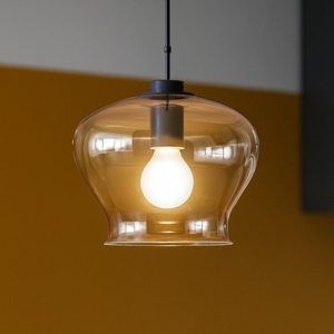 Ondaluce so verve 1 ambra lampada a sospensione vetro con base/nero