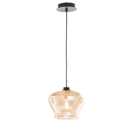 Ondaluce so verve 1 ambra lampada a sospensione vetro con base/nero