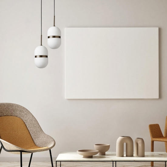 Lampada a sospensione miloox domu vetro bianco dettagli bronzo Lampada a sospensione miloox domu vetro bianco dettagli bronzo