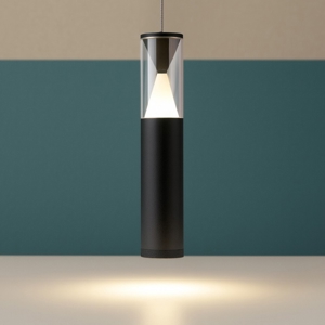 Lampada a sospensione cilindro design nero led per top