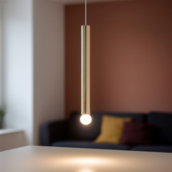 Birba linea light lampada a sospensione cilindro oro lucido e27 Birba linea light lampada a sospensione cilindro oro lucido e27