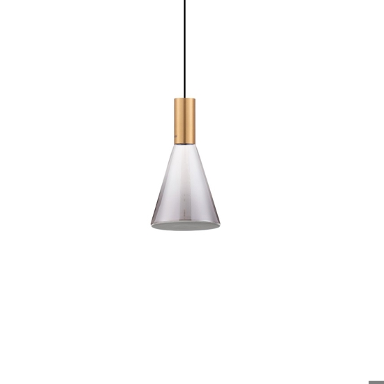 Lampada a sospensione led 3000k da comodino vetro grigio fume Lampada a sospensione led 3000k da comodino vetro grigio fume