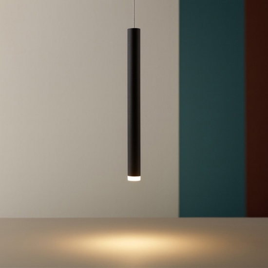 Lampada cilindro nero sospensione led 6w 3000k
