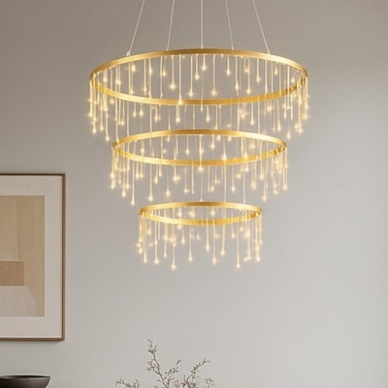 Lampadario per salone stelle cadenti oro ramato moderno led 72w 3000k Lampadario per salone stelle cadenti oro ramato moderno led 72w 3000k