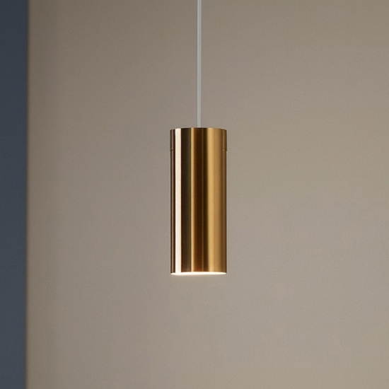 Linea light lampada birba a sospensione cilindro ottone lucido