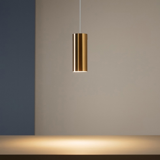 Linea light lampada birba a sospensione cilindro ottone lucido