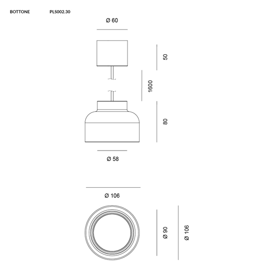 Lampada a sospensione vivida bottone titanio Lampada a sospensione vivida bottone titanio