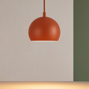 Lampada a sospensione per tavolo da cucina a cupola rosso mattone cavi regolabili