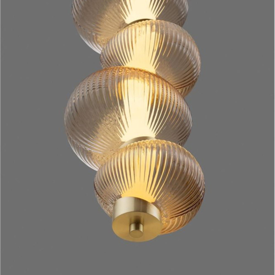 Lampada a sospensione design moderno vetro decorato ambra