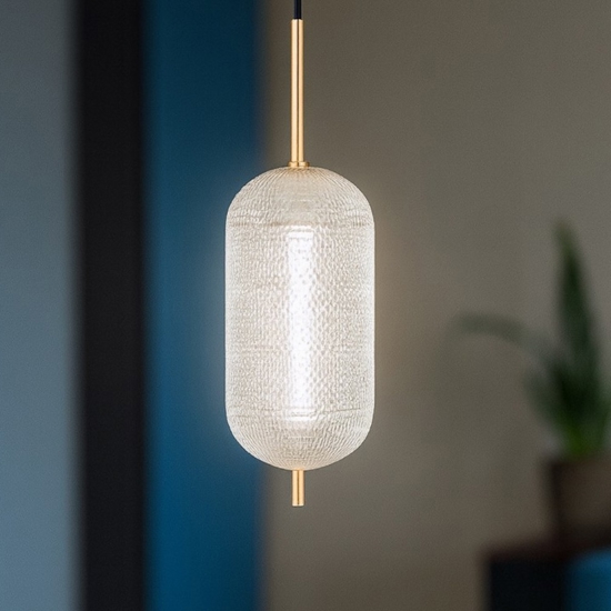 Lampada a sospensione led oro stile contemporaneo
