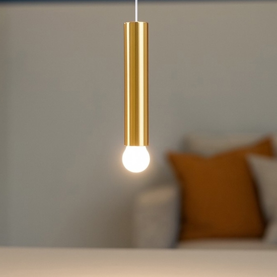 Lampada a sospensione birba linea light cilindro oro e27 Lampada a sospensione birba linea light cilindro oro e27