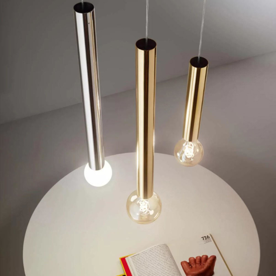 Lampada a sospensione birba linea light cilindro oro e27 Lampada a sospensione birba linea light cilindro oro e27