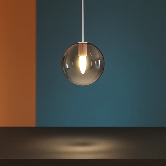 Toplight eclipse lampada a sospensione sfera vetro rame trasparente