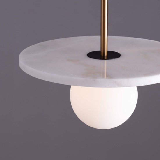 Lampada a sospensione di marmo bianco sfera di vetro Lampada a sospensione di marmo bianco sfera di vetro