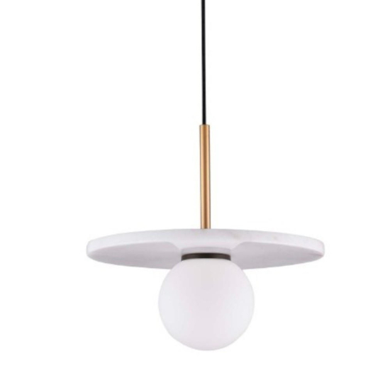 Lampada a sospensione di marmo bianco sfera di vetro Lampada a sospensione di marmo bianco sfera di vetro