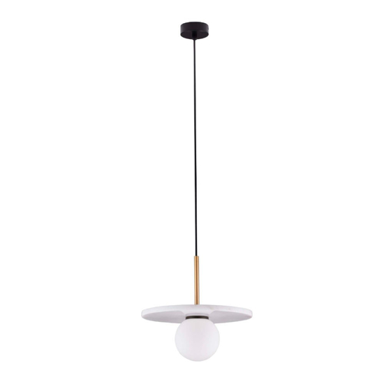 Lampada a sospensione di marmo bianco sfera di vetro Lampada a sospensione di marmo bianco sfera di vetro