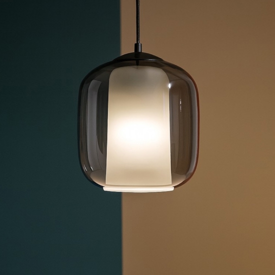 So bonnie 2 fume ondaluce lampada a sospensione vetro per bancone base nero